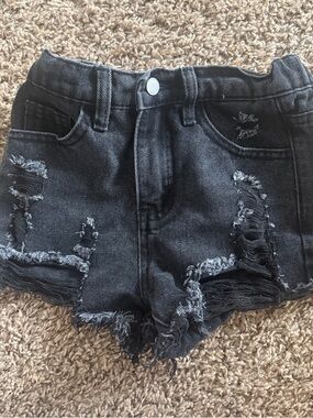 Distressed Black Denim Shorts - Ripped Cutoff Style